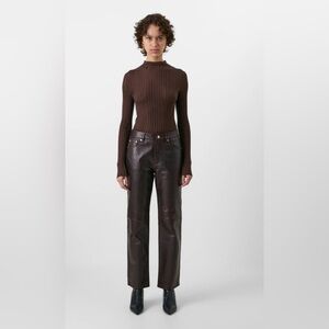 GAP X CULT GAIA LEATHER PANT - Leather trousers - woodsy brown